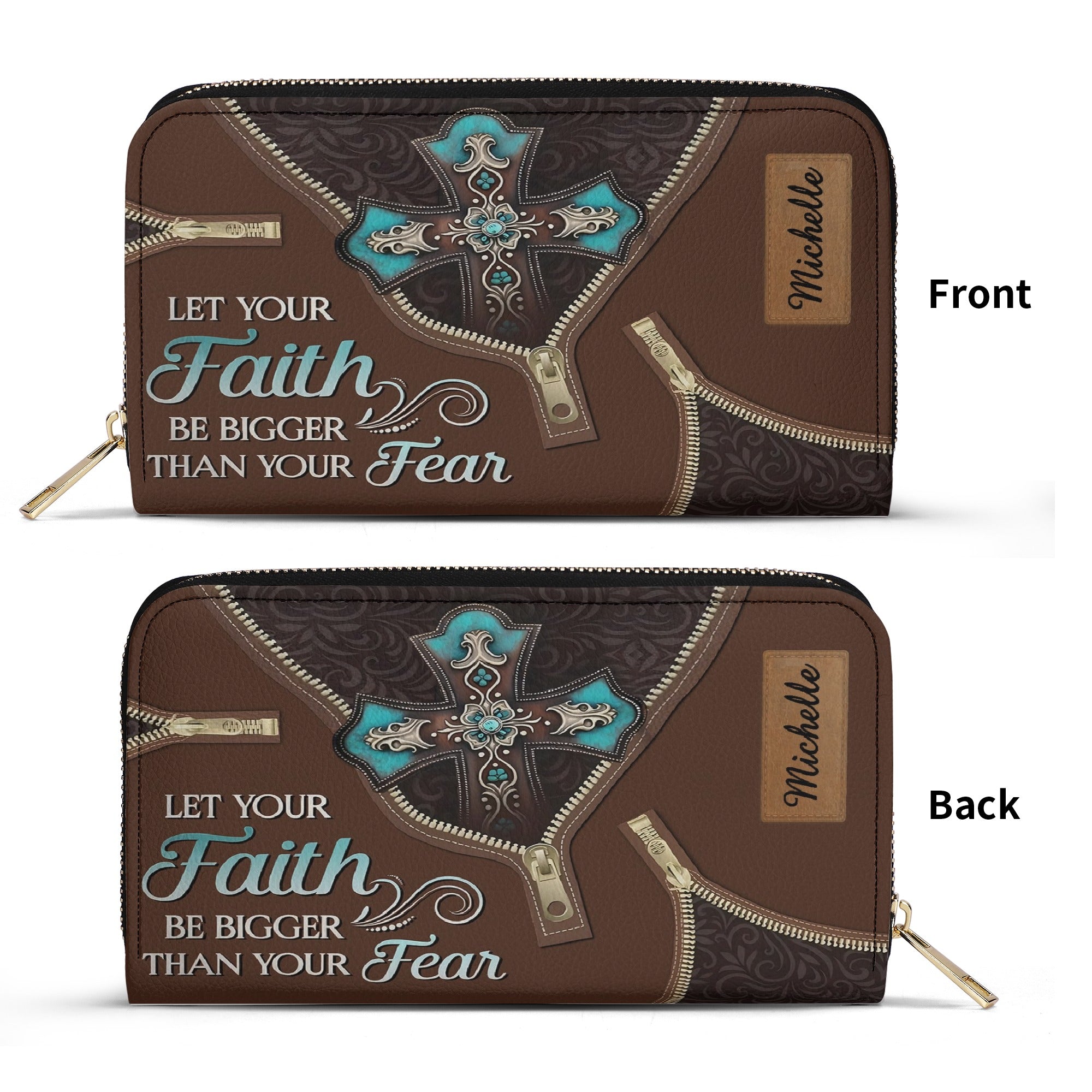 Let Your Faith Be Bigger Than Your Fear Leather Bag, Custom Leather Bag With Bible Verse. BLAF12